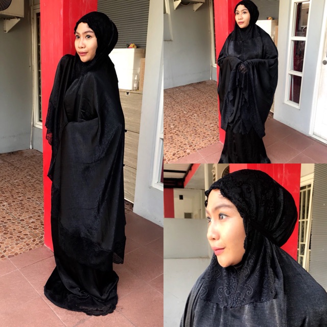 Mukena polos hitam dewasa