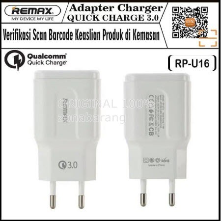 [QC 3.0] Original Remax Charger Quick Charge 3.0A Qualcomm 3.0 Fast Charging 3A RP-U16