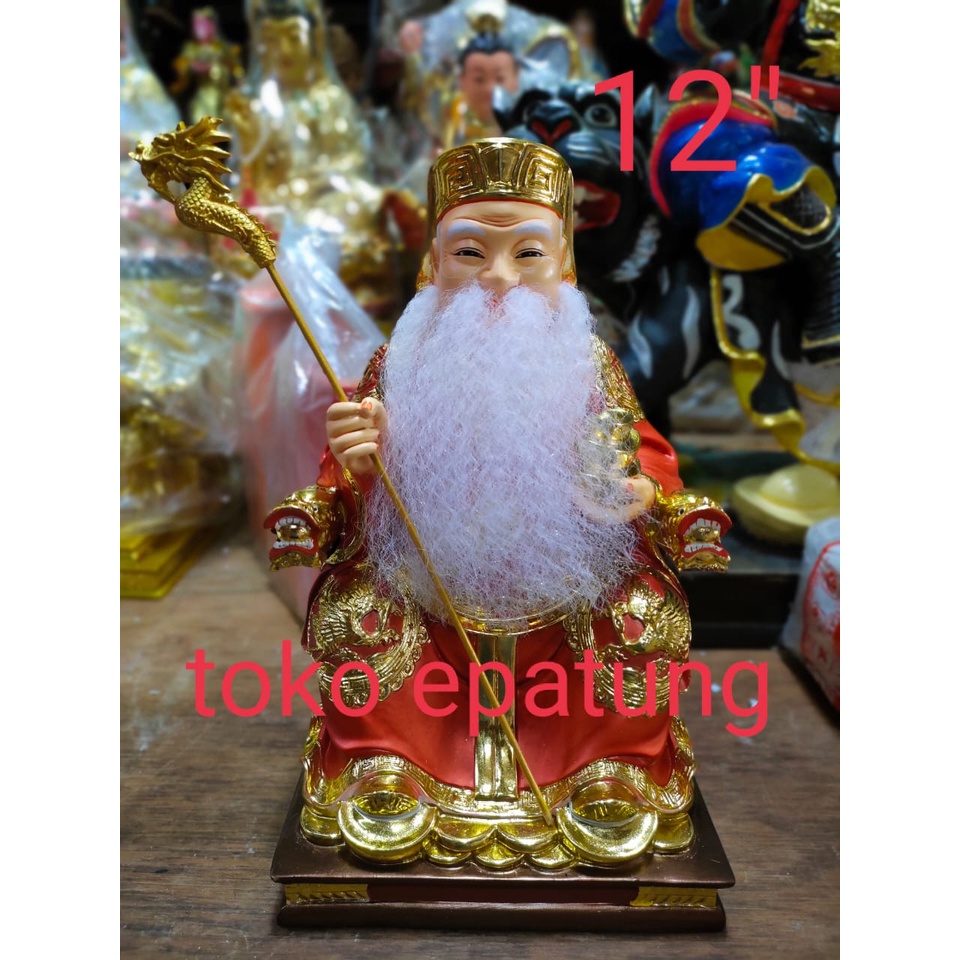 patung dewa bumi / hok tek cin sin / ta pe kong - fiber -12 inch (g)