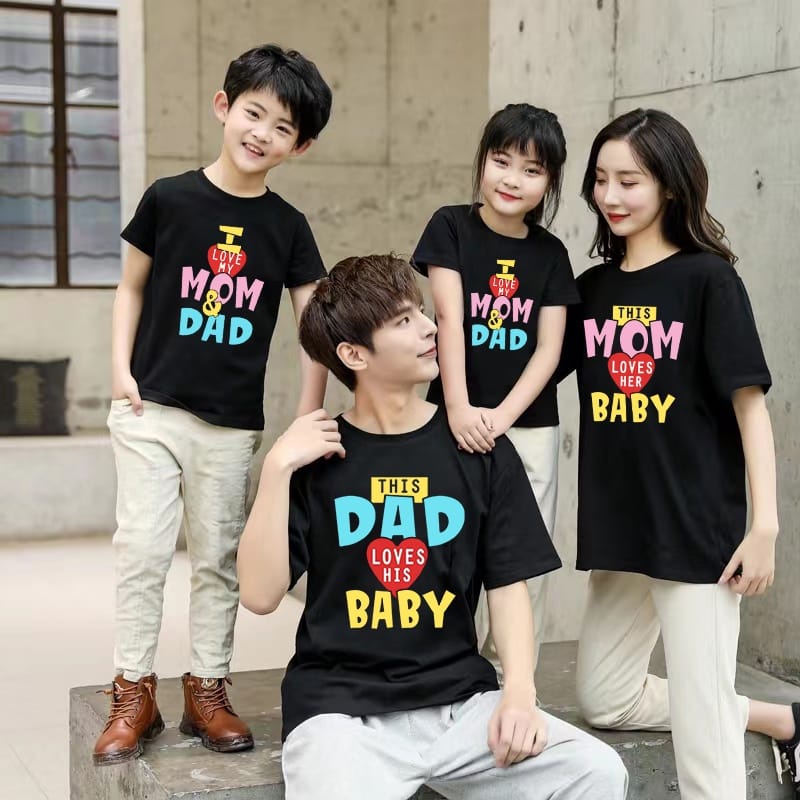 MYSTIQUE.ID-BAJU KAOS FAMILY I LOVE MY MOM&amp;DAD T-SHIRT LUCU DAN AESTHETIC