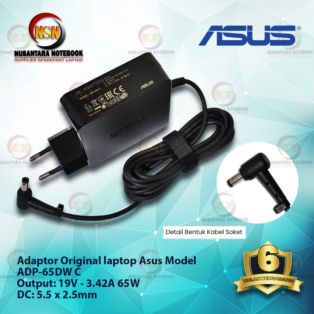 Adaptor Charger Original Asus 19V - 3.42A Plugin Standard 5.5 x 2.5 mm