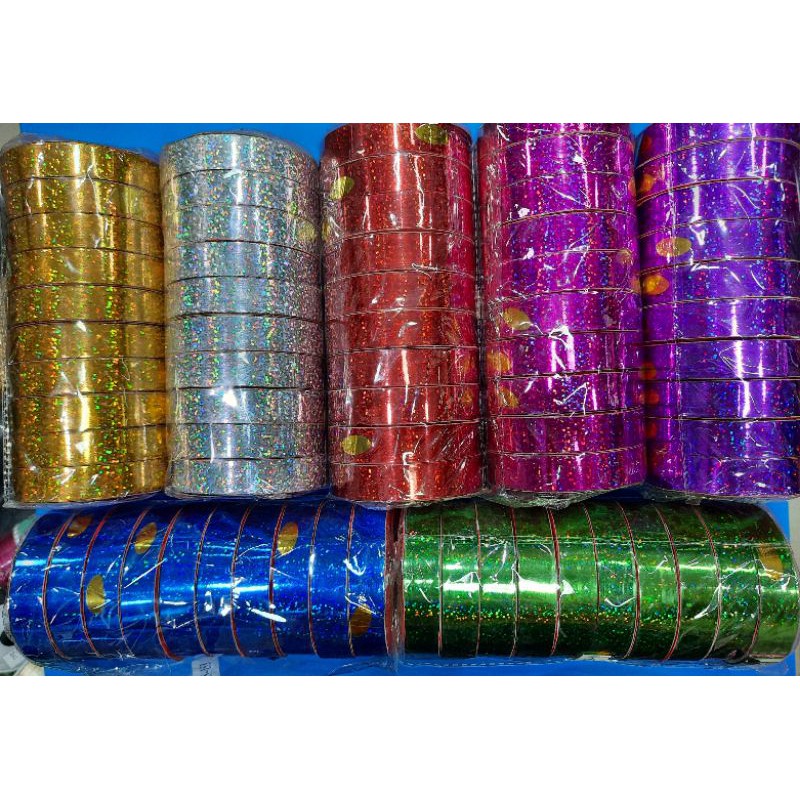 

Pita kado metalik hologram 3/4 inch