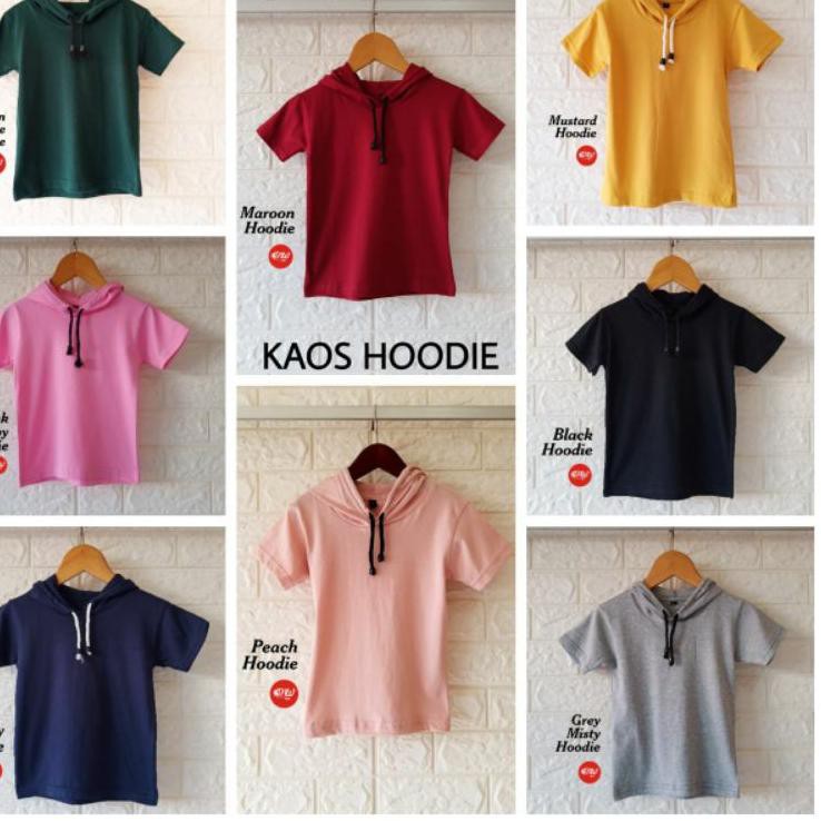 Readystock KZNLC HOODIE Anak Kaos Polos Lengan Pendek Balita Bayi Hitam Black Laki laki Perempuan ON