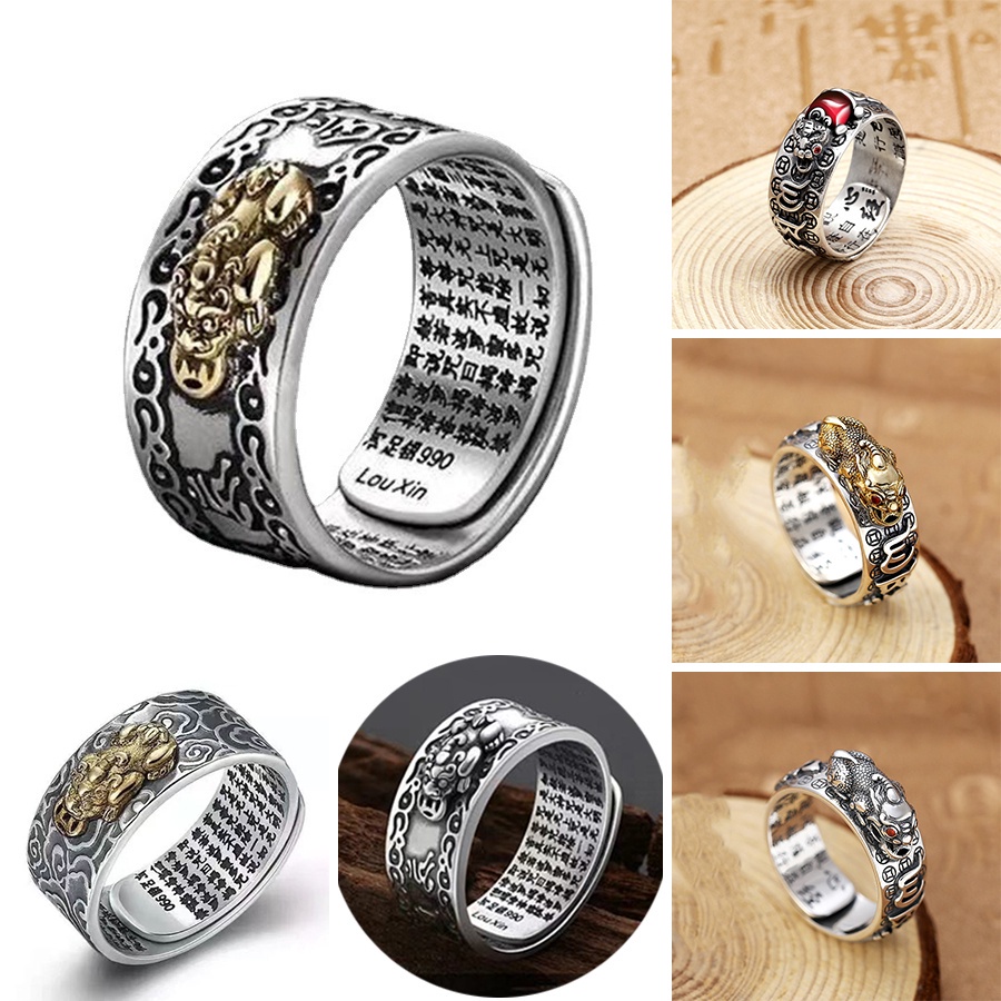 Fortune Cincin silver S925 Bentuk Hati Gaya retro Klasik Untuk Hadiah