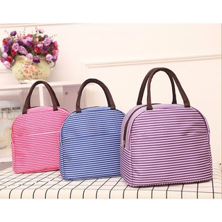 AGG-232 Tas Bekal Motif SALUR Lunch Cooler Bag Salur Garis Tempat Penyimpanan Makanan Bekal Impor