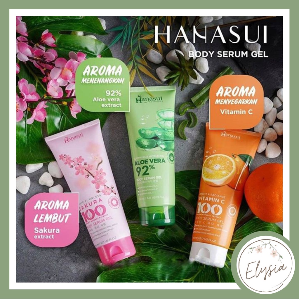 [BPOM] HANASUI Body Serum Gel Aloe Vera / Vitamin C / Sakura 200ml