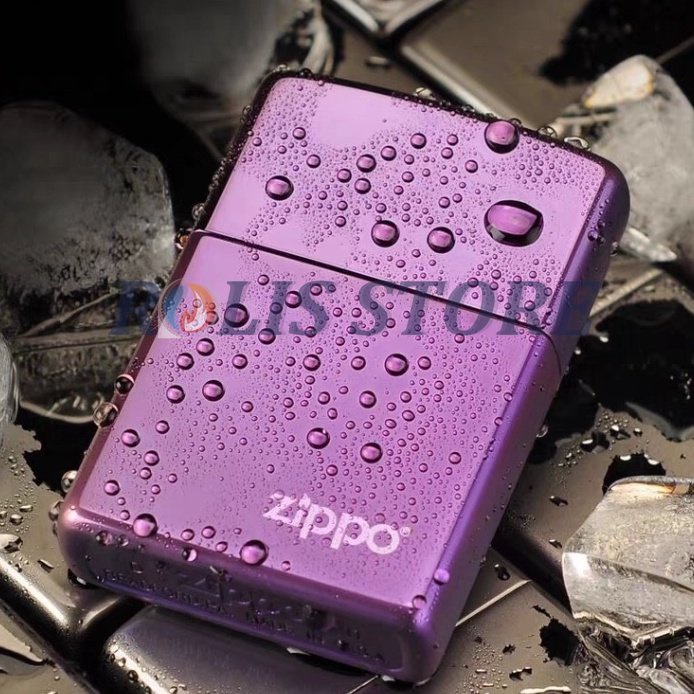 COD- Korek Zippo Ungu Glossy Purple Lights Premium Logo Lighter Grade Ori - Free Box