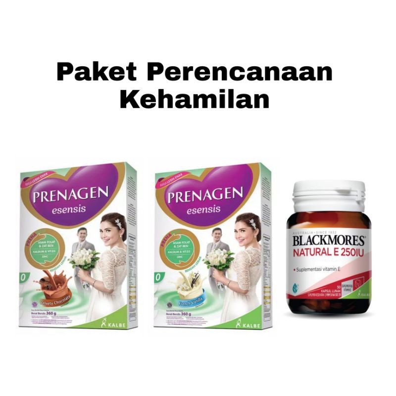 Paket Perencanaan Kehamilan / Prenagen Esensis  360gr 2pcs &amp; Blackmores Natural E 250IU 50tab