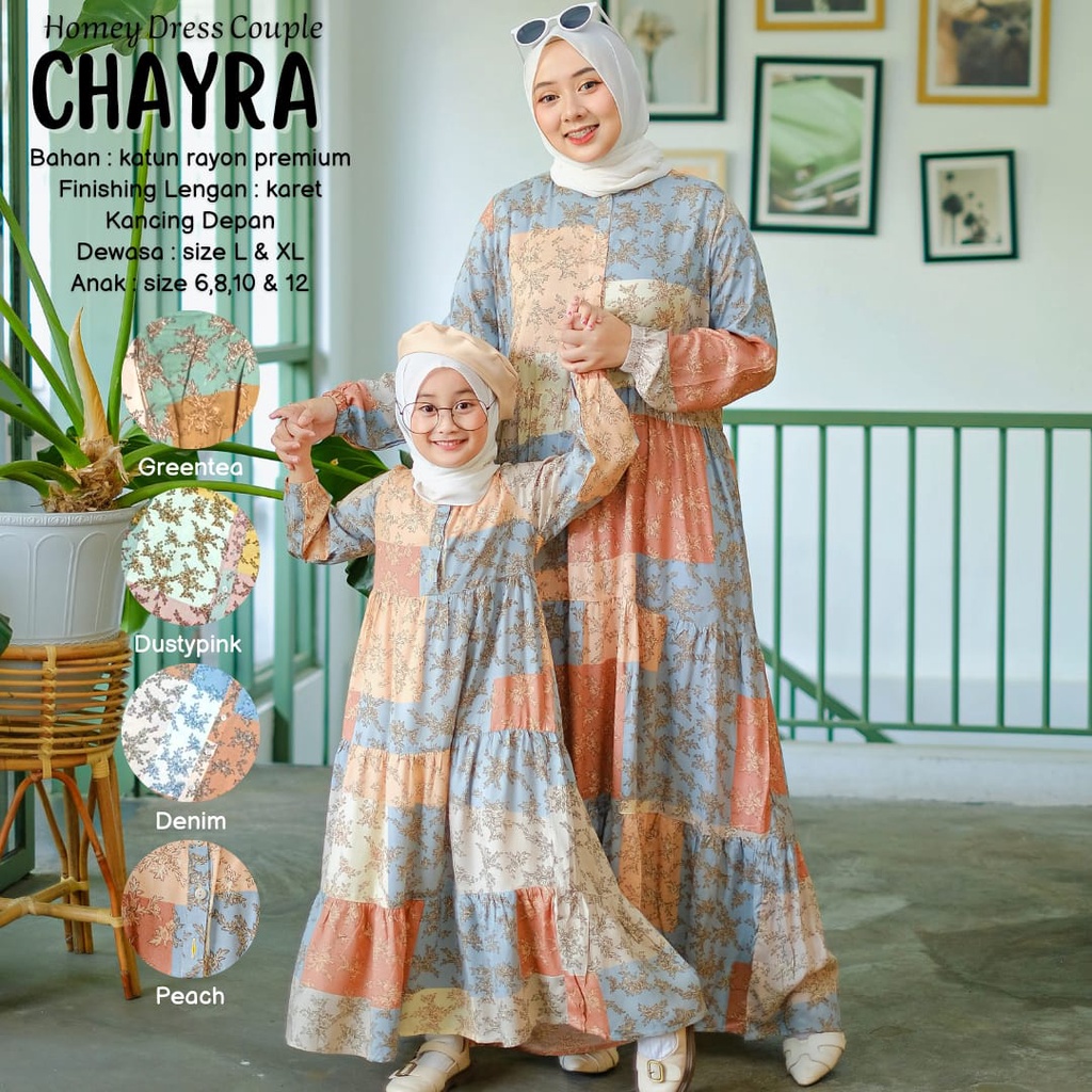 BeautyOne - Homey Dress Chayra Jumbo Gamis Mom &amp; Kids Couple Dress Flower Bahan Katun Rayon Premium Nyaman Dipakai | Bisa COD