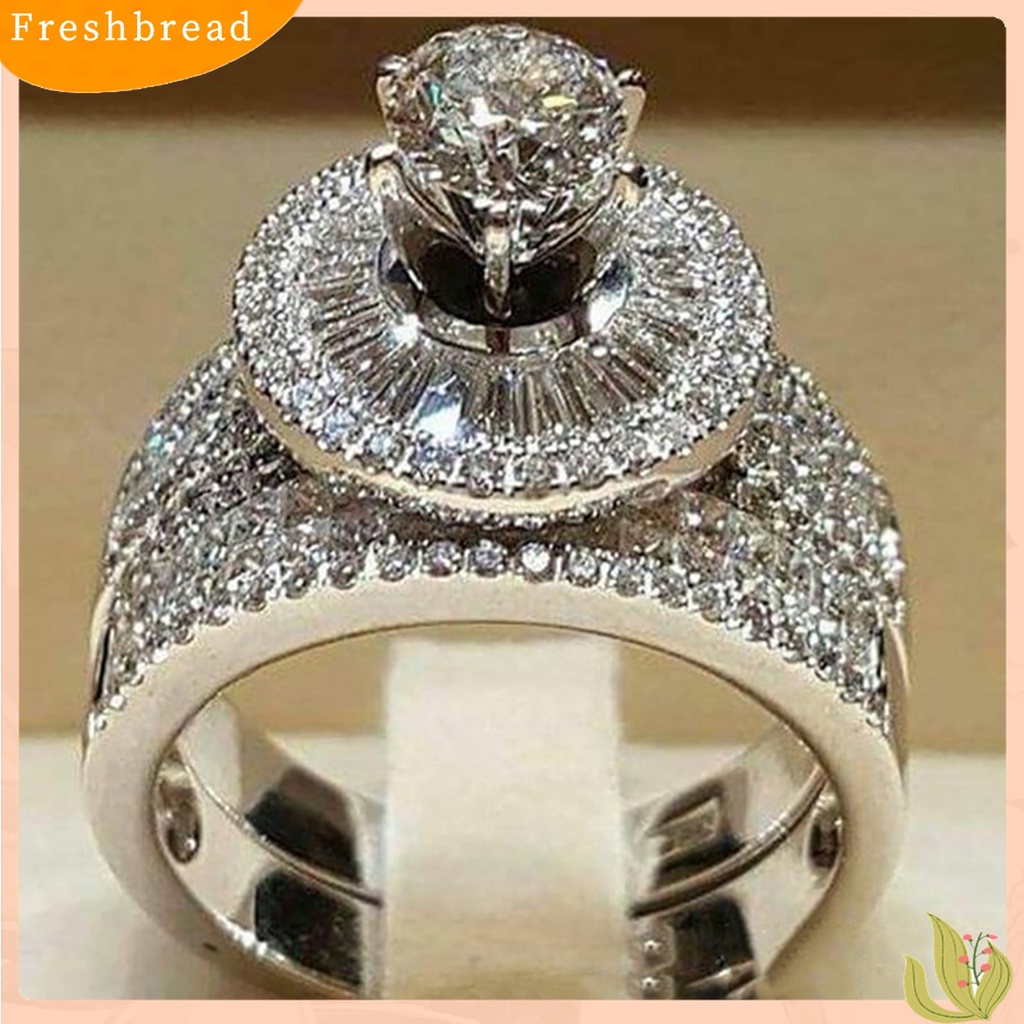 [TERLARIS]2Pcs/Set Fashion Women Cubic Zirconia Statement Engagement Finger Ring Jewelry