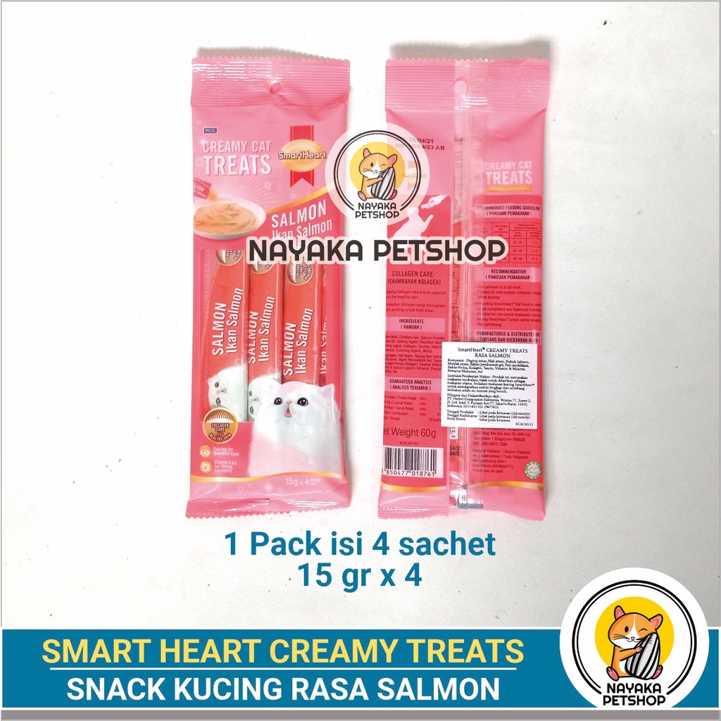 Snack Kucing Smartheart Cat Creamy Treats Salmon 60 gr Smart Heart Cemilan Kitten