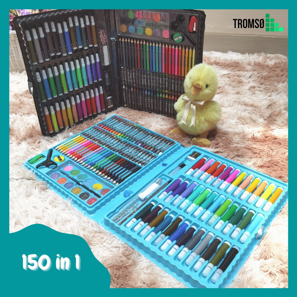 Alat Gambar &amp; Lukis / Crayon, Spidol, Pensil Warna, Cat Set (Pilihan: 150 in 1 / 208 in 1) Lengkap