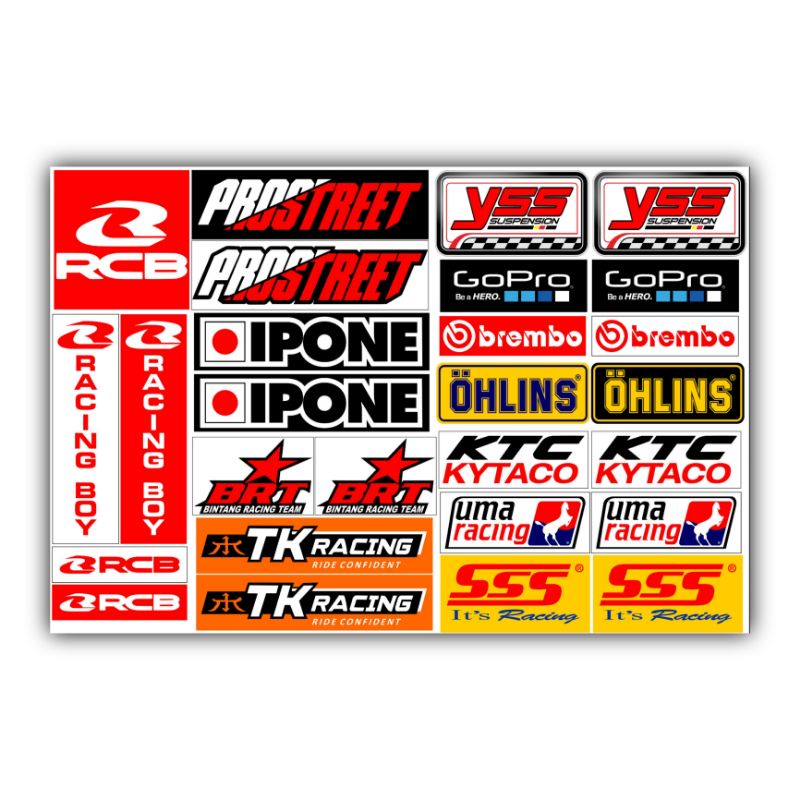 Stiker Racing Pack VOL.2 isi 27 Stiker Sponsor Vinyl Hologram Stiker Helm Stiker Motor Sticker Motor