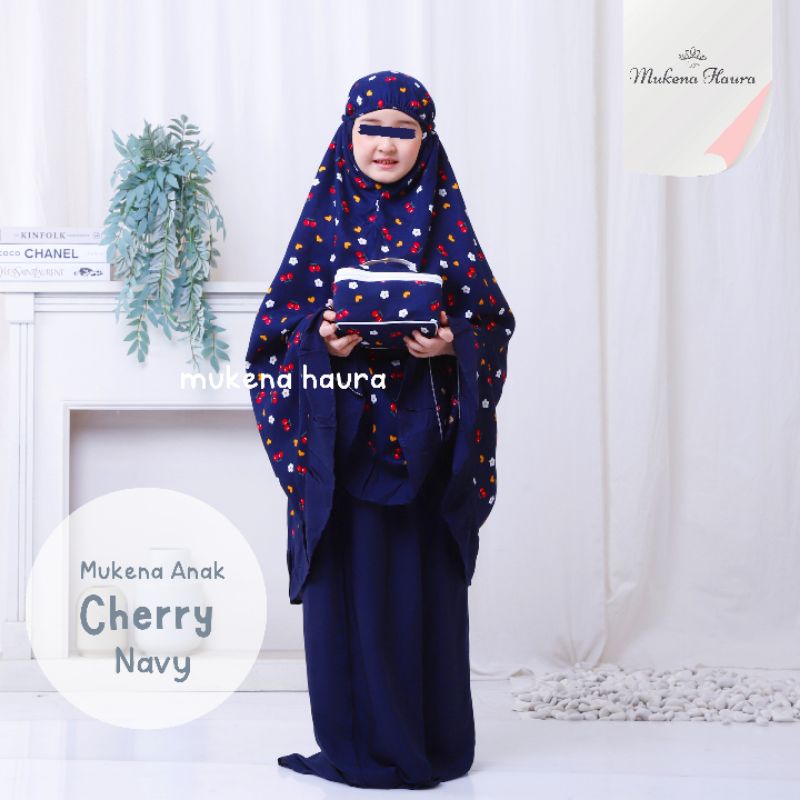 Mukena Anak Perempuan Cherry Mukena Anak Rayon Usia 6 7 8 9 10 11 12 Tahun Telekung Mukenah Anak