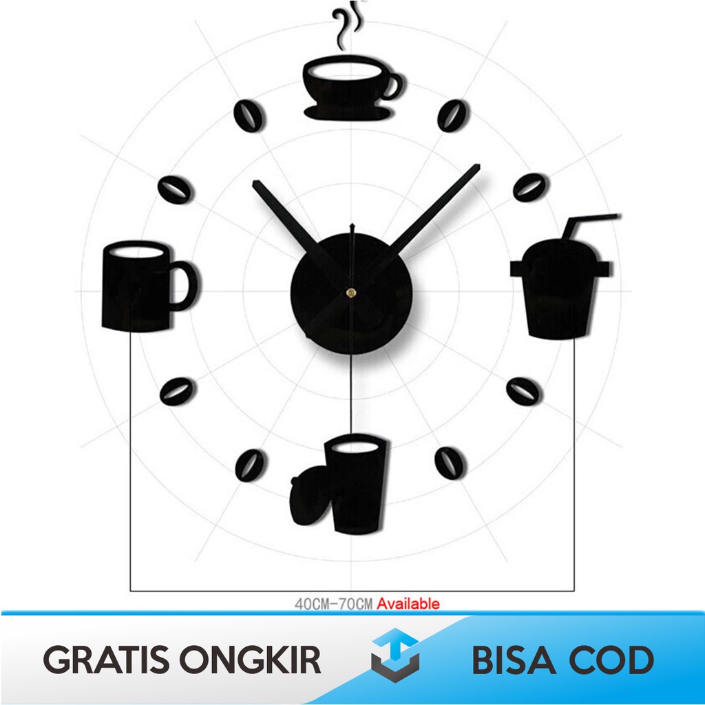 JAM DINDING KOPI CAFE SHOP DIY UNIK ORI TAFFWARE MINIMALIS QUART MURAH