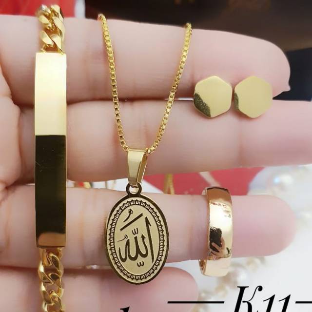 Titanium set perhiasan lapis emas 24k 1343