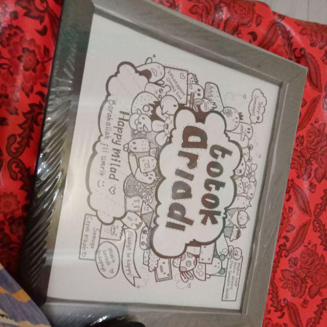 Doodle Art Cetak + Bingkai Kado Wisuda/ultah/anniv Dll
