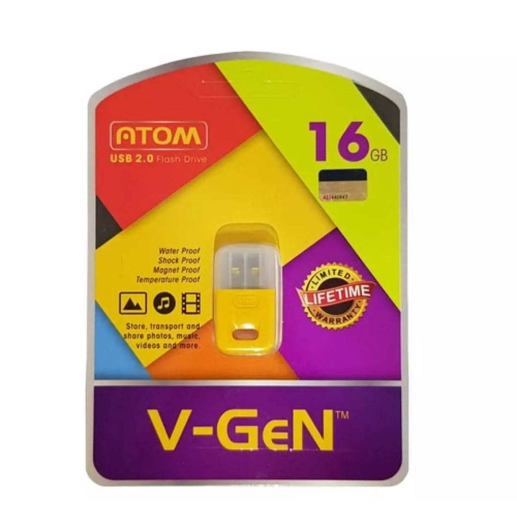 Flashdisk USB V-Gen Series Atom 2.0 Plug&amp;Play 8GB-16GB-32GB-64GB-128GB Flash Drive USB Drive 2.0 Flash Drive V-Gen Original-Flash Disk V-GEN-Flash Drive USB V-Gen-USB Flashdisk Penyimpanan Data Dan Lain-lain Original