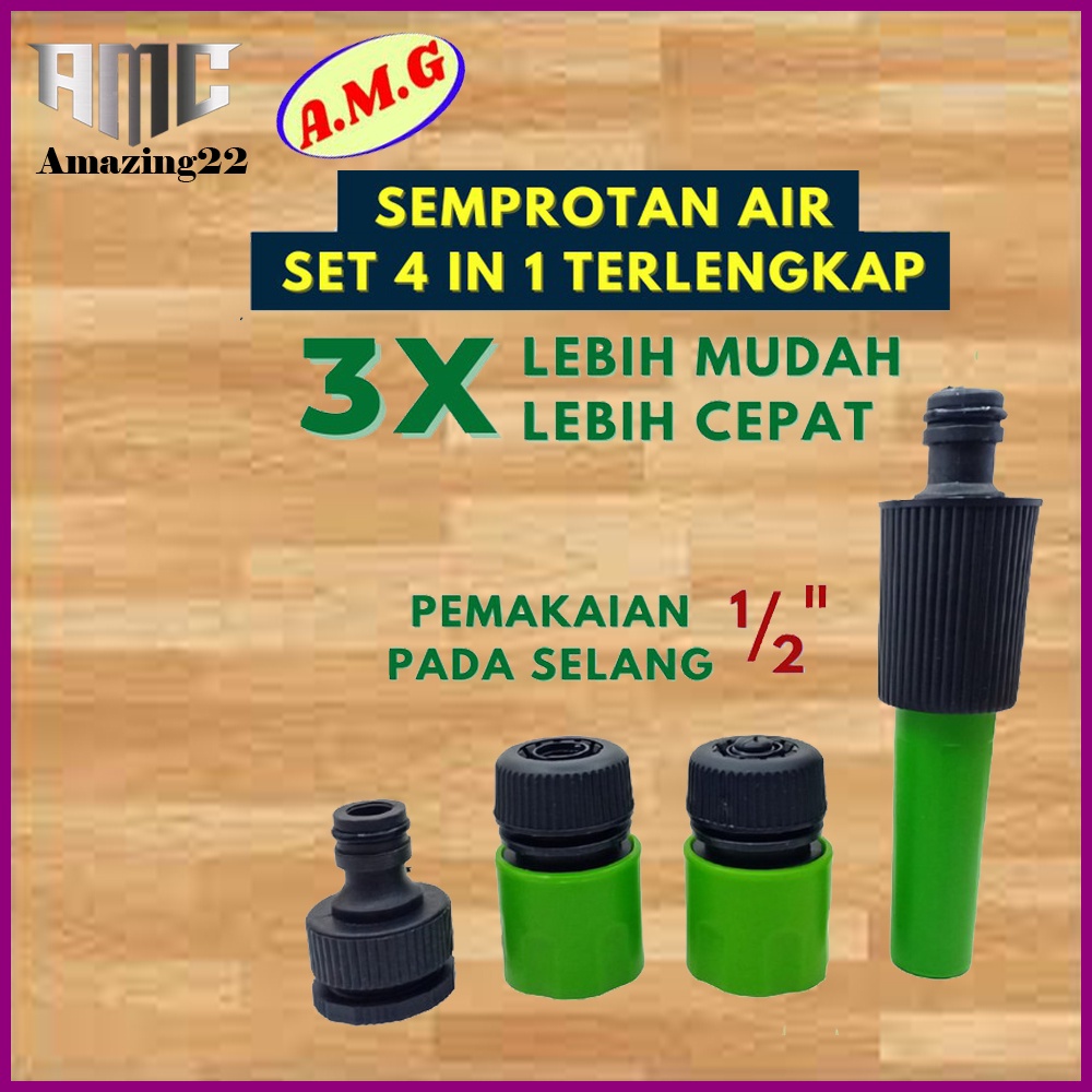 (SET) Semprotan Tanaman Selang Air Cuci Motor Mobil + Sambungan Kran Selang Sistem Pengairan