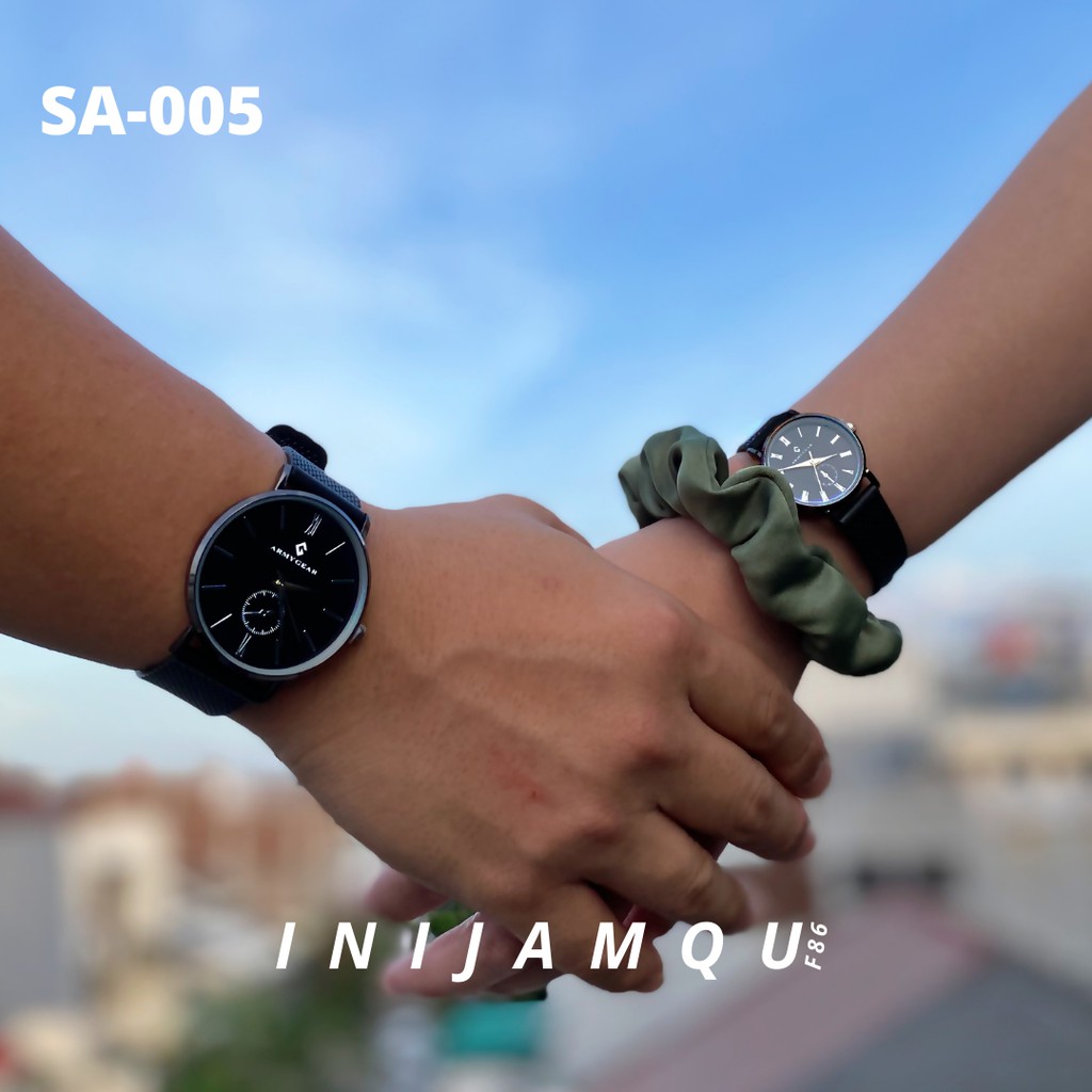 F86 Jam Tangan Couple S-Army Gear Tali Karet Motif Pasir Magnet SA005