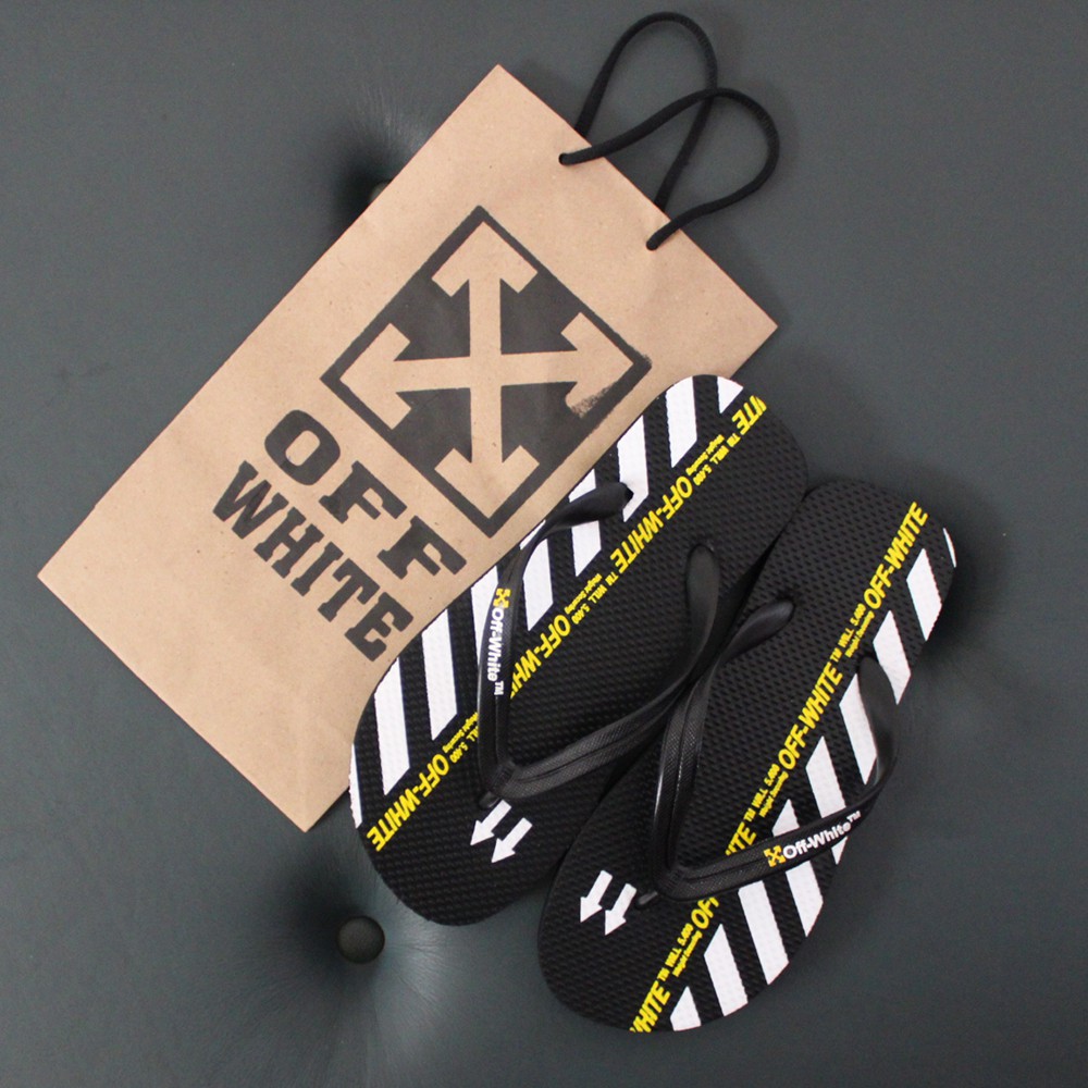 Sendal Jepit Distro Pria Wanita Vans Off White Strip Kuning / Sendal / Sendal Pria Wanita Murah