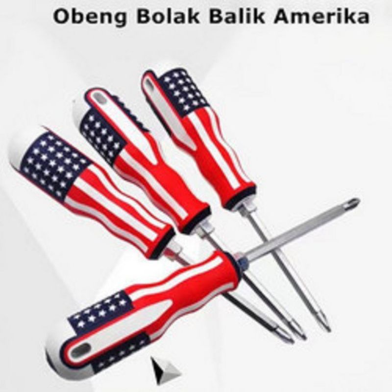 Obeng 2 way Multi Size Motif USA amerika obeng plus obeng