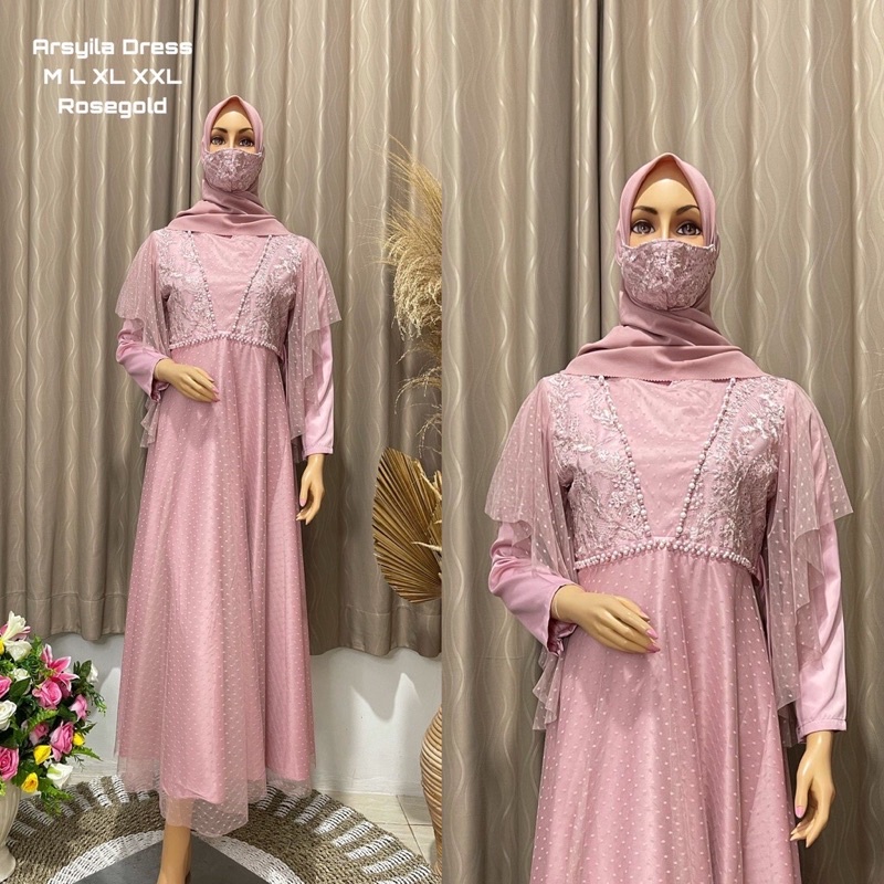 (COD) Gamis Tile Arsila| Gamis Tile Dot| Gamis| Gamis Pesta| Gamis Kondangan| Gamis Tile| Gamis Bruk