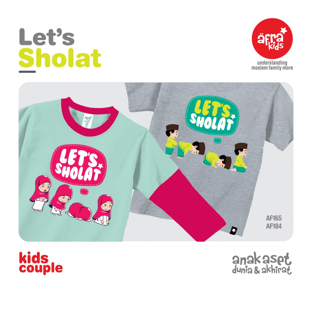 Kaos Anak Afrakids AF184 &quot; Let's Sholat&quot; Lengan Panjang