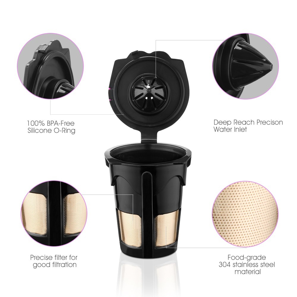 Gelas Khusus Kopi Reusable Capsule Filter 3 PCS - Belr K-Cup 2.0 HL24 Hitam