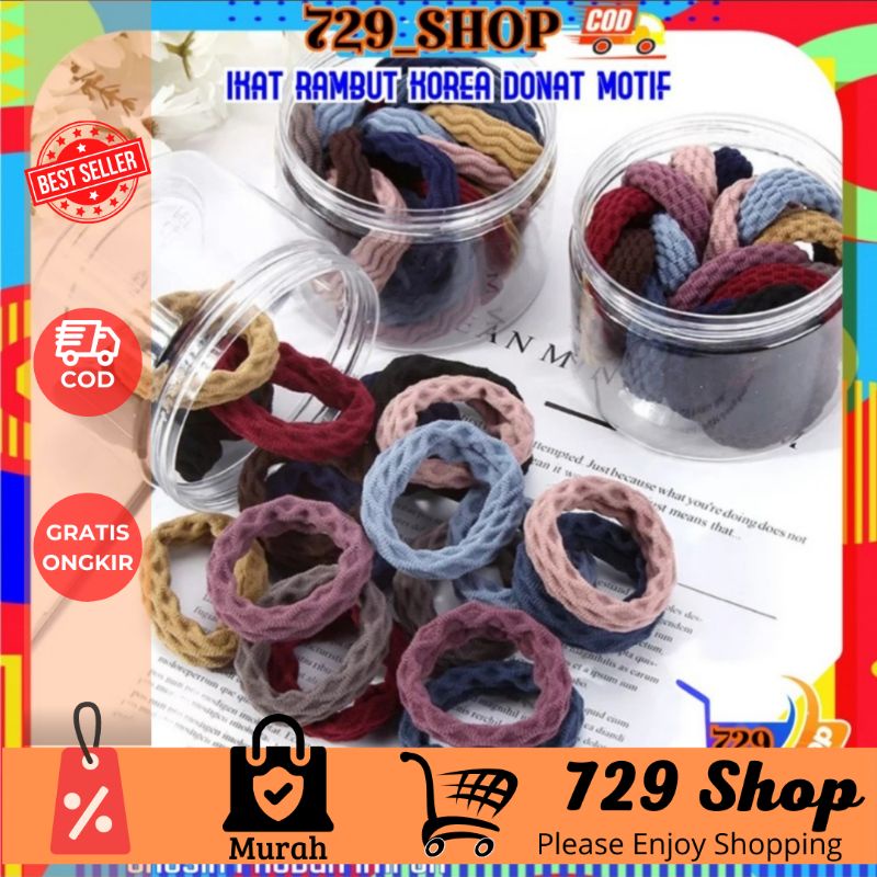 Ikat Rambut Korea Donat Premium Motif Gelombang dan Ulir Korean Style Import Best Seller