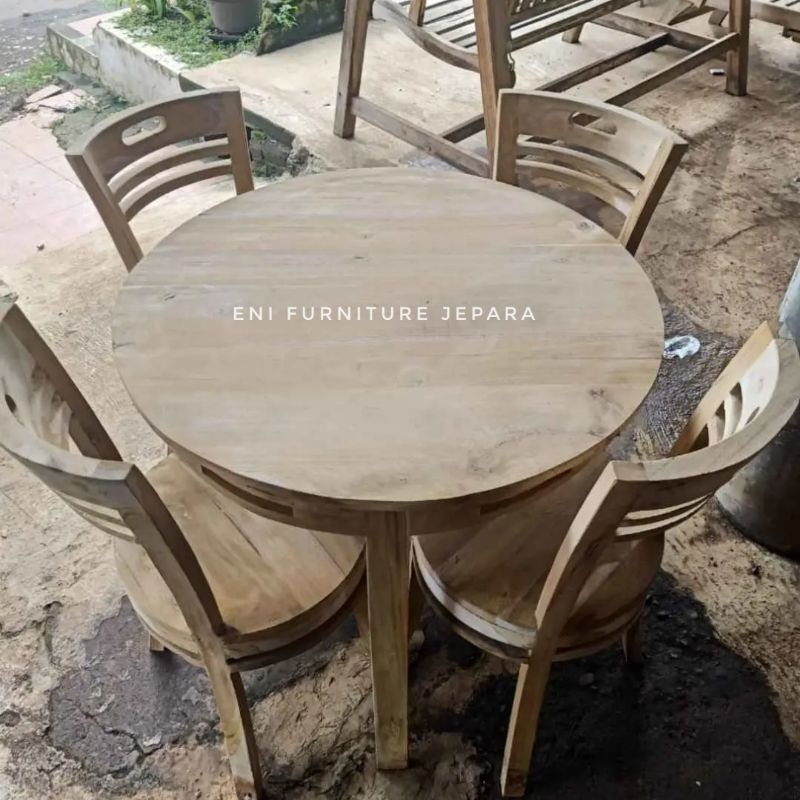 Meja Makan Cantik Jati - Meja Makan Minimalis Jati - Meja Makan Jati - Set Meja Makan Cantik Jati