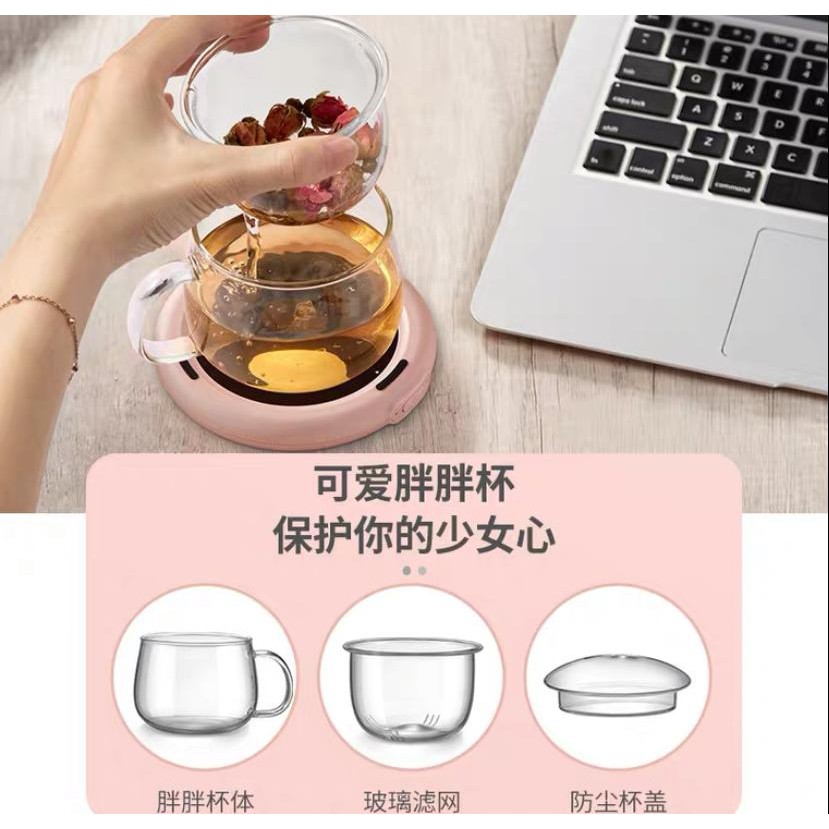 Electric Heating Coaster Cup Gelas Bening Kaca Tatakan Alas Pemanas Transparant Warmer Pad Polos