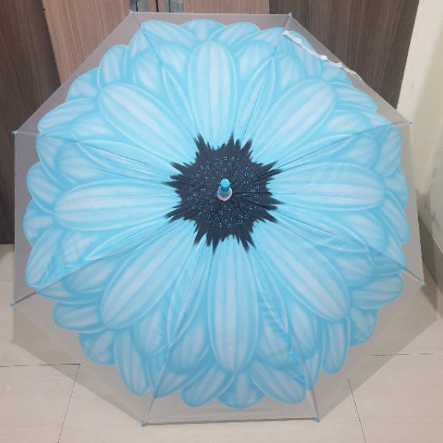 Payung Transparan Tongkat PVC Motif Sunflower