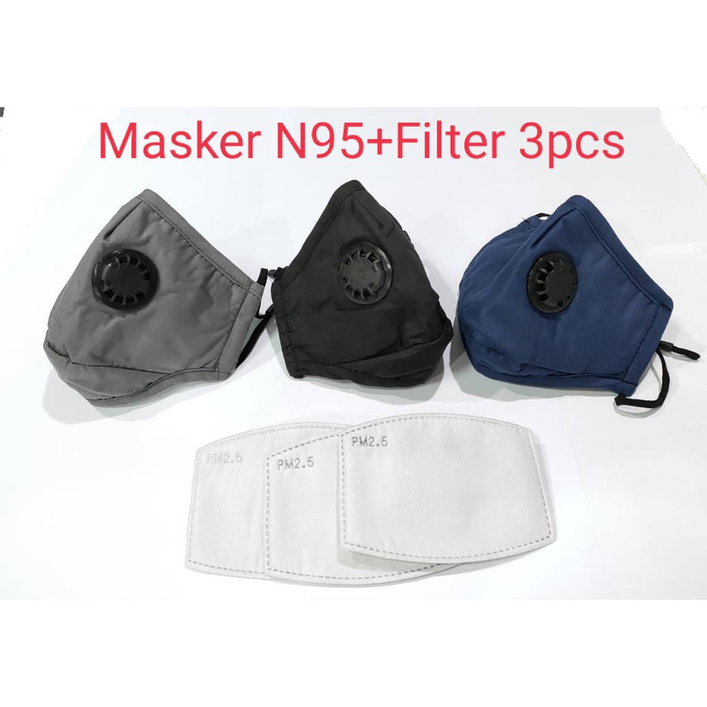 Masker N95 Kain Proteksi Tinggi Bisa di Cuci,Free Filter 3pcs
