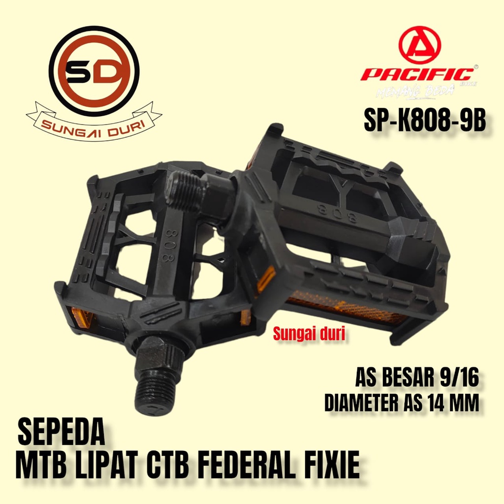 pedal sepeda as besar 9/16 pacific sp-k808-9b