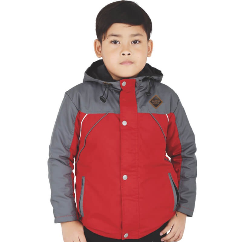 Jaket Anak Laki-Laki SD 8-12 Tahun Jacket Hoodie Parasut Polos Cowok Merah CJR