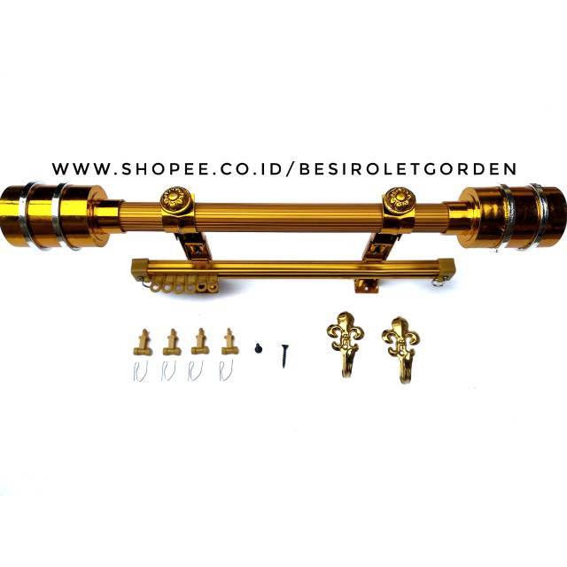 PAKET DOUBLE REL / RAIL / BATANG GORDEN VITRASE KOMPLIT SET MINIMALIS