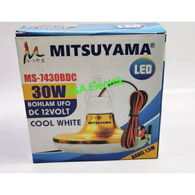 Lampu LED MITSUYAMA DC BULB 30 W DC 12V Aki Kabel Capit accu Emergency