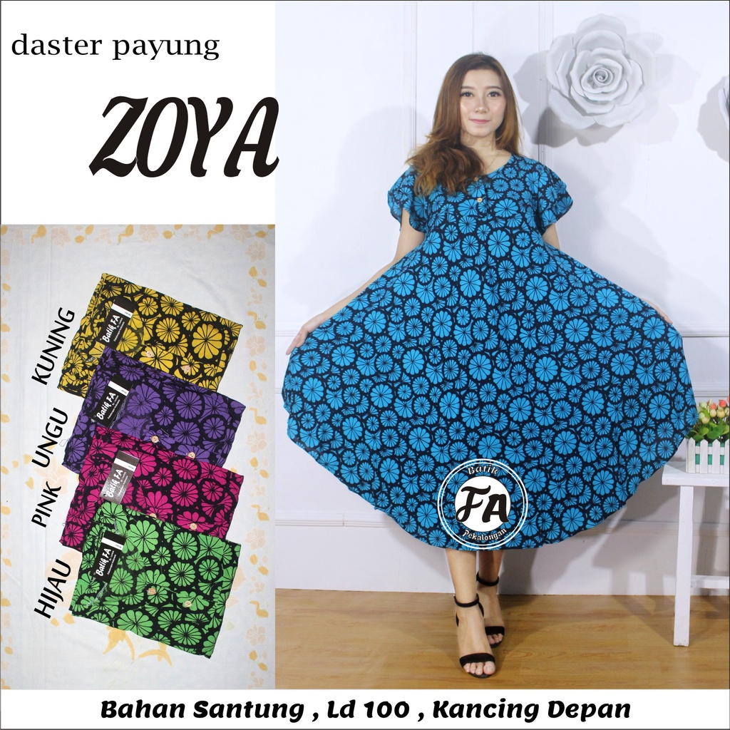BATIK WANITA DASTER PAYUNG RAYON ( LUMPUR GOLDEN JELLY NATURAL TORAJA MONZA TALAS MACAN ARIEL SHABBY ROTI ZOYA JAWA LOTUS ) KEKINIAN KANCING DEPAN BUSUI BUMIL LENGAN PENDEK MURAH ADEM-DP ZOYA