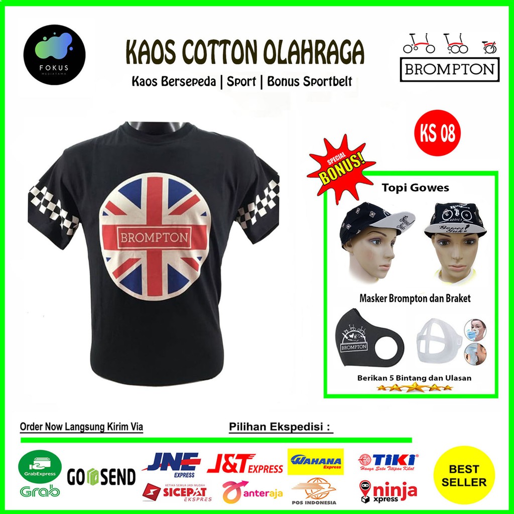 Kaos Sepeda Brompton Olahraga Tshirt Gowes Bersepeda - Bendera Bulat