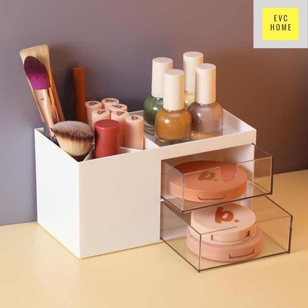 EVCHOME Rak Kosmetik Mini Organizer / Kotak Penyimpanan Barang Multifungsi 2 Susun Serbaguna