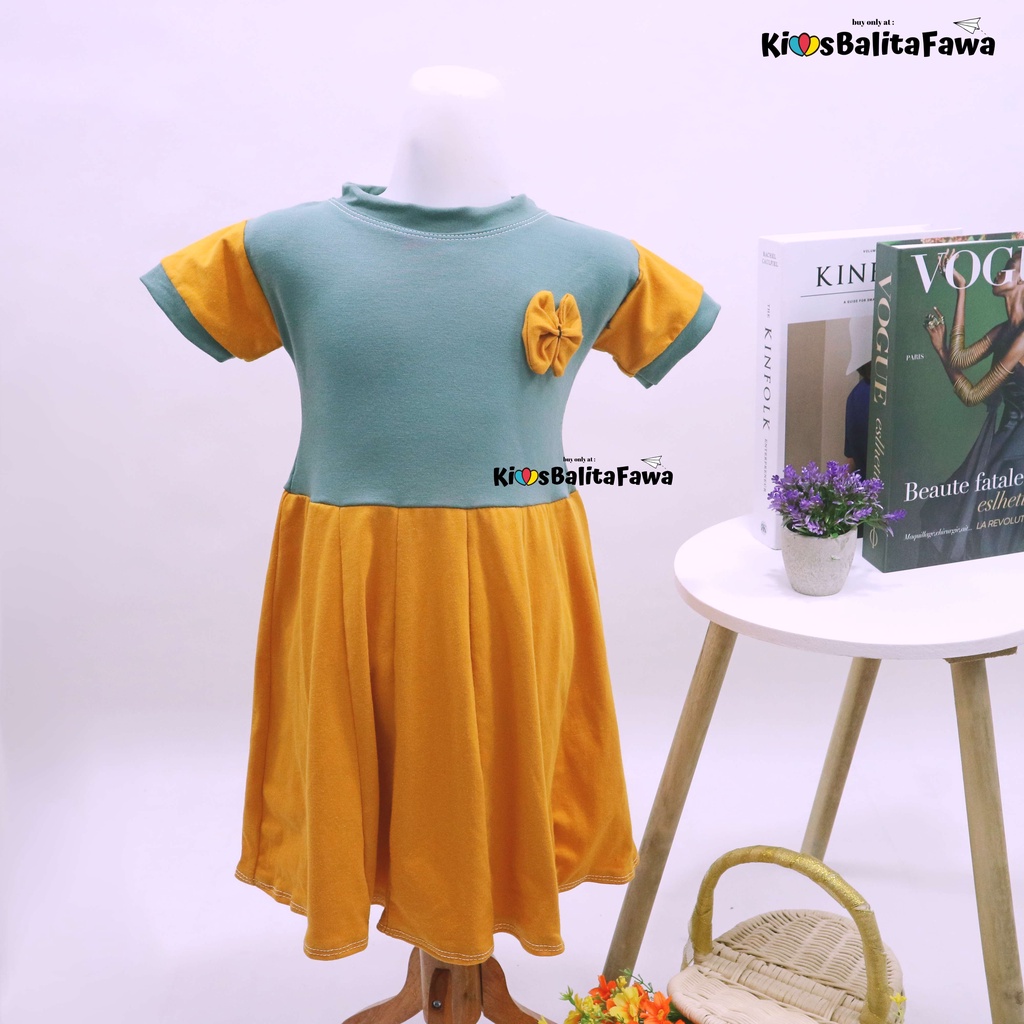 Dress Karin uk 4-5 Tahun / Baju Anak Perempuan Dres Lengan Murah Gaun Pesta Import Motif Grosir