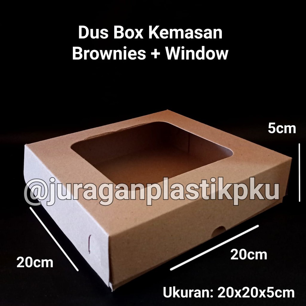 

Box Brownies 20x20x5 cm Kraft + Window | Dus Pizza Kemasan Coklat Jendela Kotak Kue Transparan 20 x 20