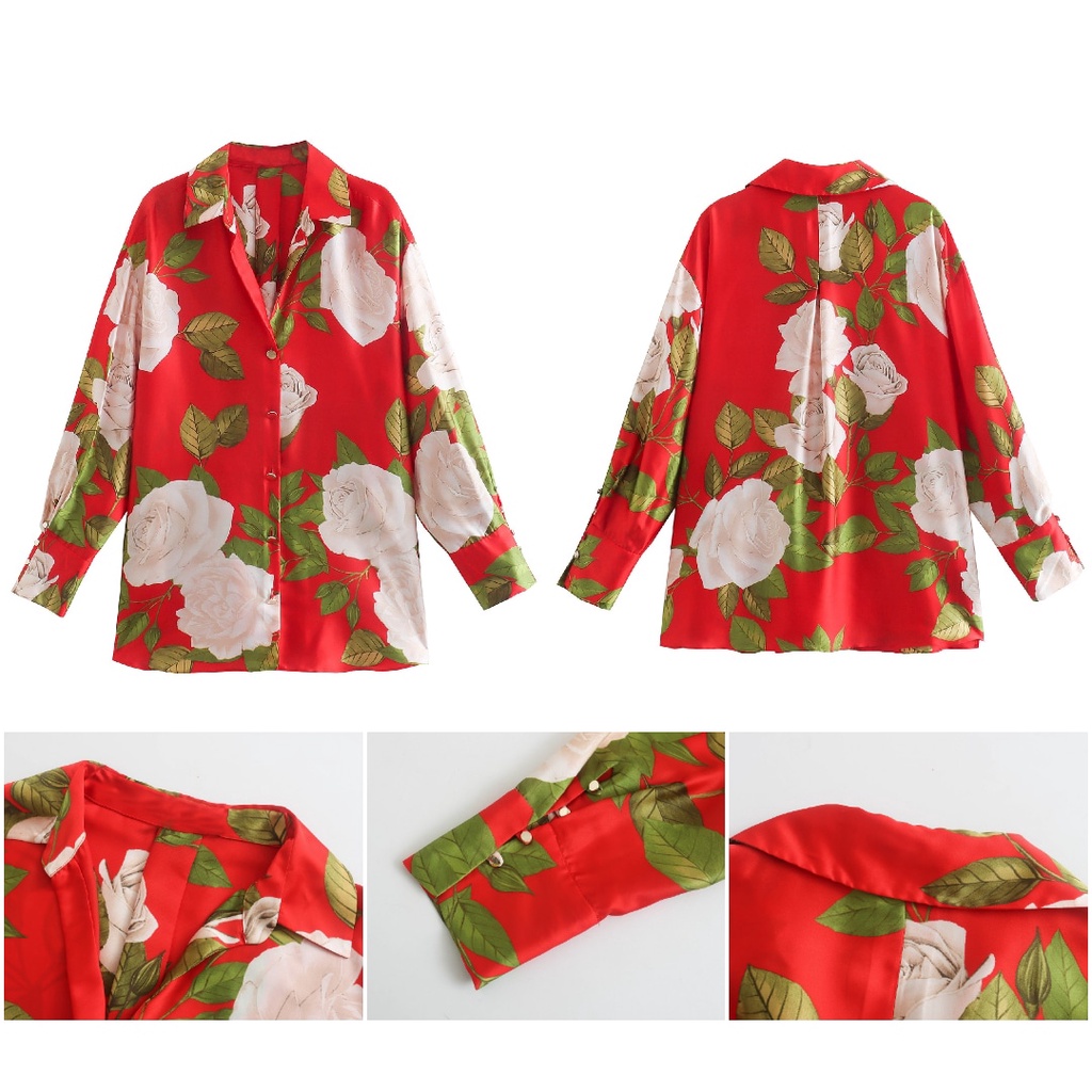 BLOUSE KEMEJA IMPORT WANITA LENGAN PANJANG MOTIF BUNGA MIX IMPORT PREMIUM 6VEN5954