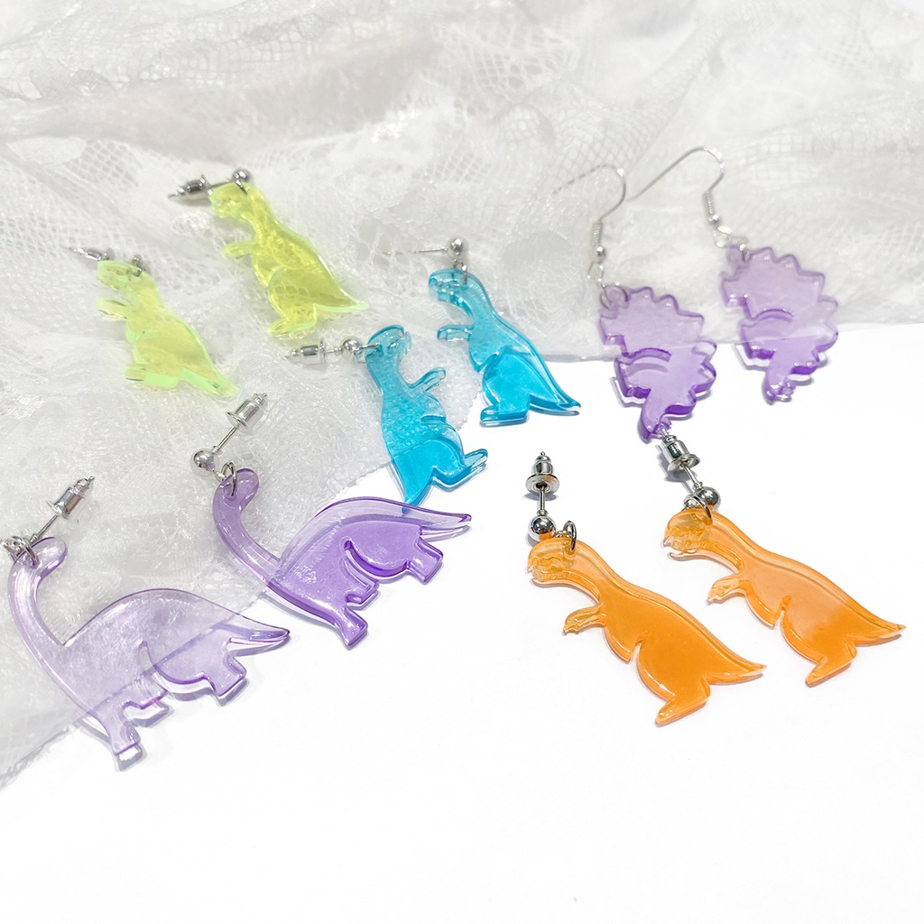 Anting Gantung Panjang Model Geometri Bahan Akrilik Warna Fluorescence Gaya Punk Untuk Wanita