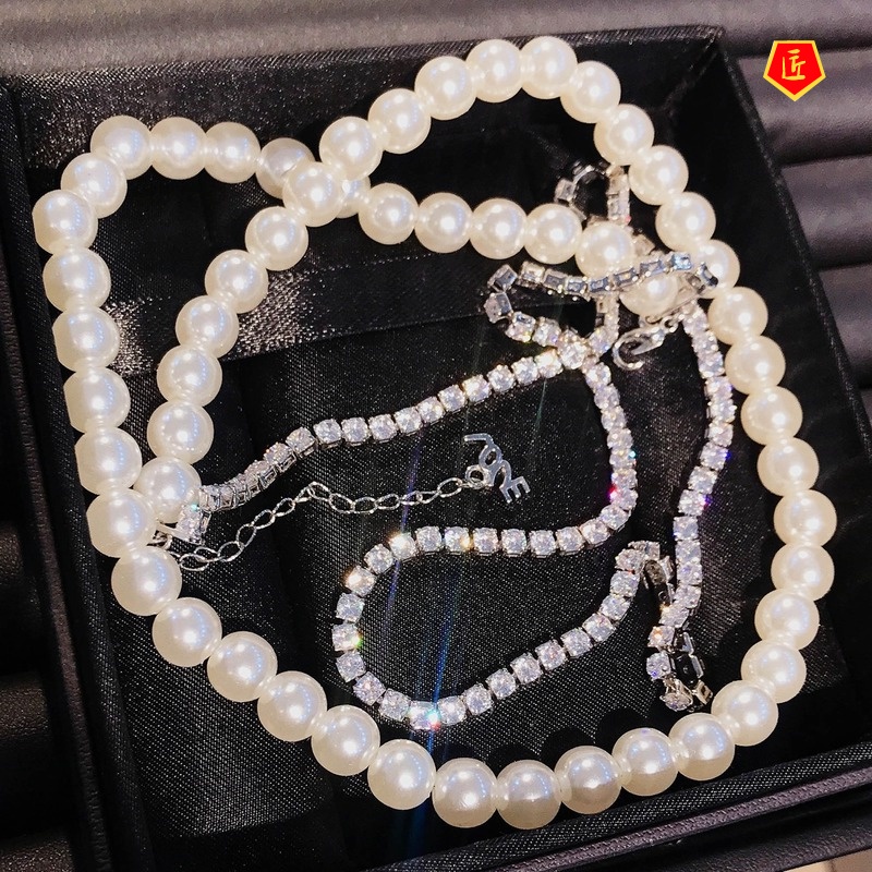 Pearl Necklace for Women Autumn and Winter New Full Diamond Light Luxury Necklace