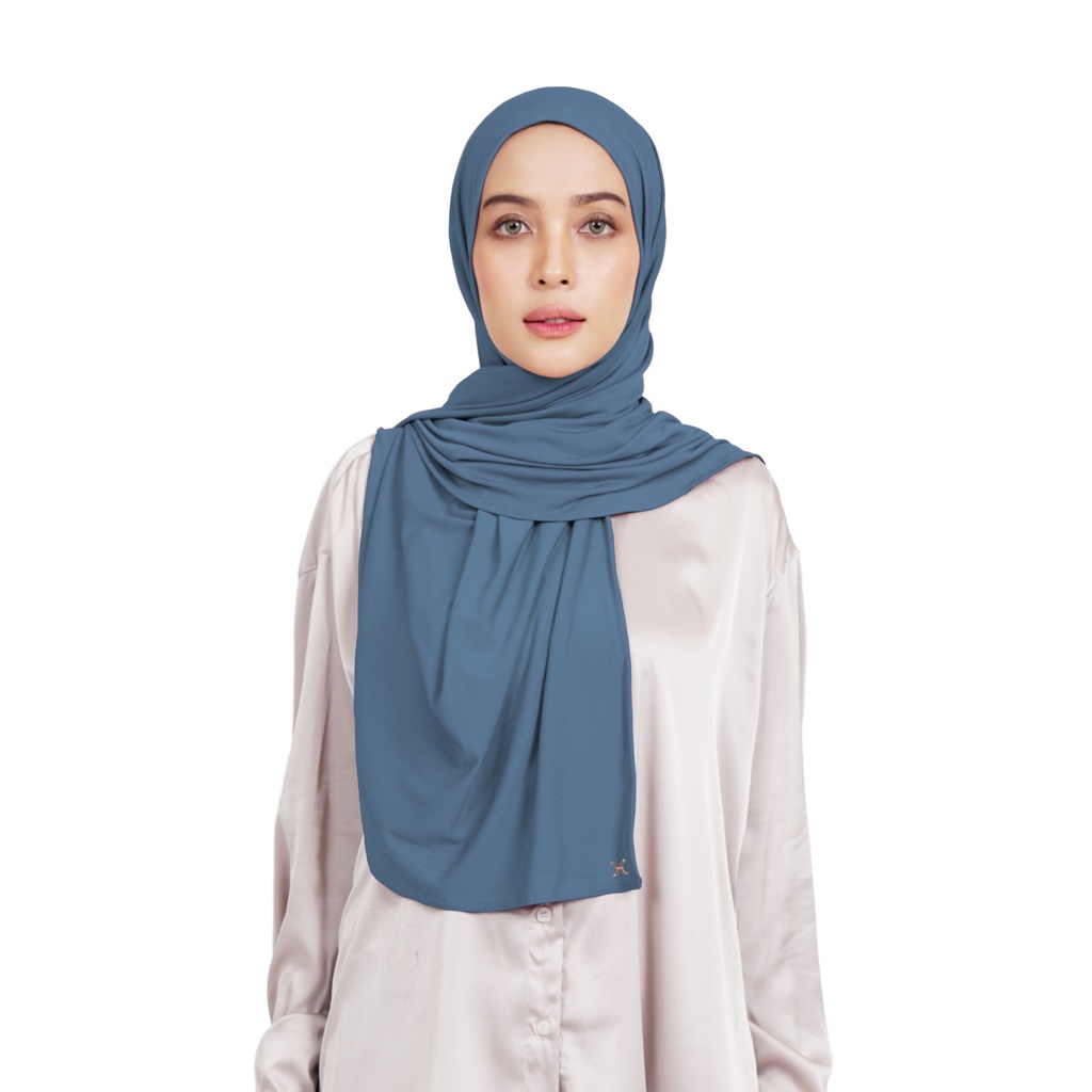 Hameeda - Hannah Instant Hijab | Jersey Bergo Pashmina-Blue Jeans
