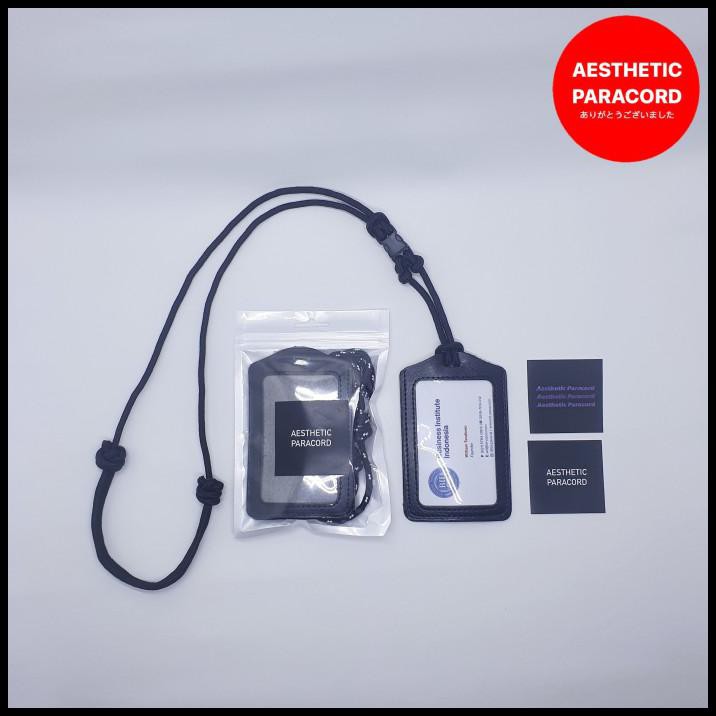 

Lanyard Id Card Name Tag Kulit Tali Paracord (Warna Hitam)