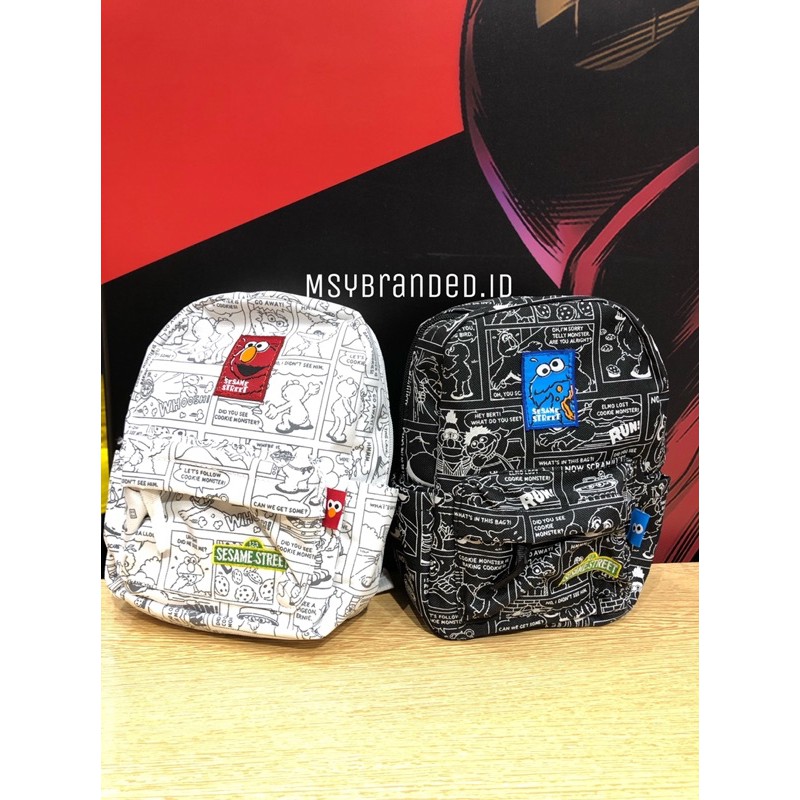 SESAME STREET SMALL CARTOON BACKPACK TAS RANSEL MINISO ELMO COOKIE MONSTER