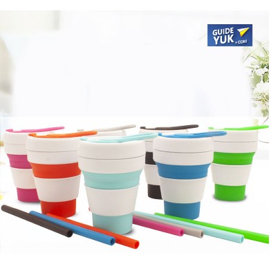 Gelas Lipat Tumbler Cup Silicone Multifungsi  355ML Untuk Travel